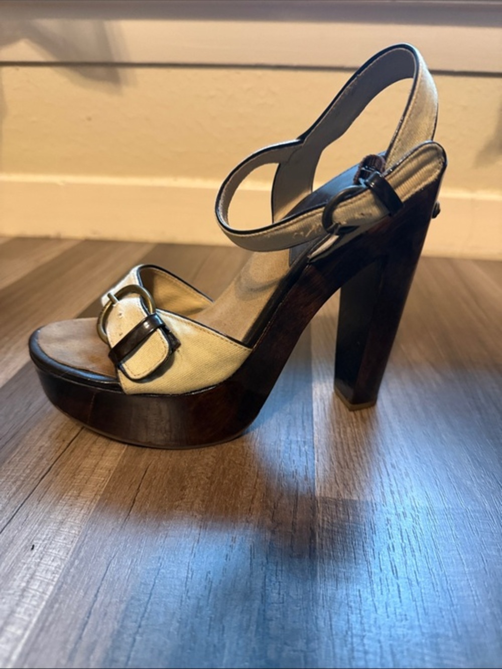 Michael Kors Platform Sandals Women Size 7.5 | Canvas and Wood